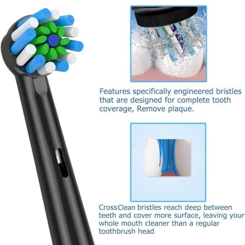 Replacement Toothbrush Heads Compatible with Oral B Electric Toothbrush Braun,12pcs Black Toothbrush Heads for 3professional,3Sensitive,3professional PRO,3Cross, Medium and Soft — view 4