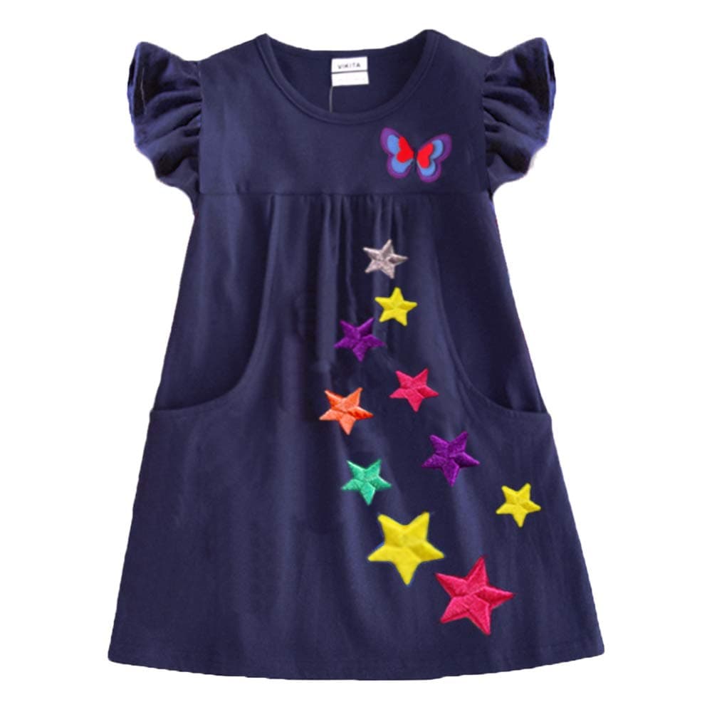 VIKITA Vestido para Niñas Manga Larga Algodón Princesa Casuales Bebe Niñas 2-8 años — view 13