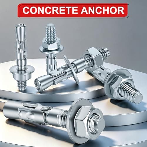 Ahniiqo 5/16 x 2 inch Wedge Anchors, 12 pcs Concrete Screw and Anchor Kit, Galvanized Concrete Anchors, Concrete Wall Anchors and Brick Anchors, Suitable for Concrete Floors and Walls — view 3