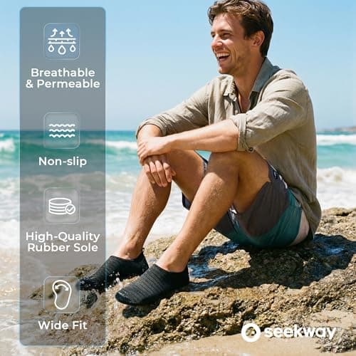 SEEKWAY Water Shoes Women Men Adult Quick-Dry Aqua Socks Barefoot Non Slip for Beach Swim River Pool Lake surf Black SK002(U) — view 6