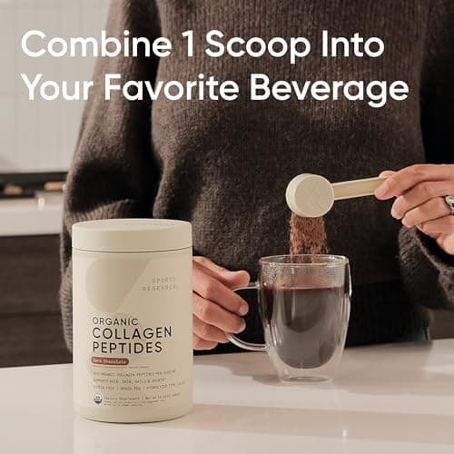 Sports Research Organic Collagen Peptides - Hydrolyzed Type I & III Collagen - Sustainable & Traceable Formula - Chocolate - 30 Servings — view 2