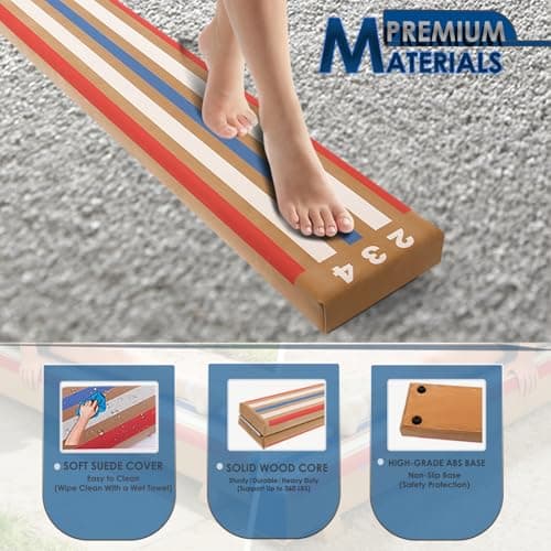 8 FT Folding Laser Beam Gymnastics, Non-Slip Floor Balance Beam | 330 Lbs Capacity, Pro-Grade Solid Wood Core for Kids, Beginners Professional | Home, School, Gym Training Equipment — view 4