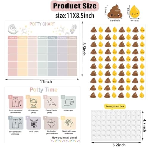 17 Pcs Sticker Chart for Kids Potty Training, Daily Record Potty Training Sticker Chart for Girls with Poop and Pee Stickers Toilet Train Reward Charts for Toddlers Boy Girl (Chart17) — view 3