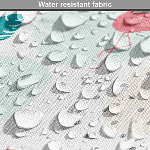 Ambesonne Tropical Fabric by The Yard, Flamingo Birds on Polka Dots Exotic Monstera Leaves Pastel Hawaiian, Decorative Fabric for Upholstery and Home Accents, 1 Yard, Coral Seafoam — view 5