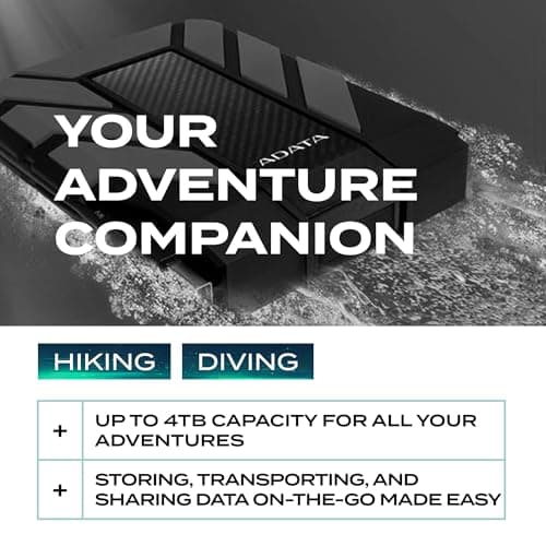 ADATA HD710 Pro - 2 TB External Hard Drive - Shockproof, Waterproof & Dustproof - Durable Storage - For Gamers, Students & Professionals - Mac, PC & Linux Compatible - Black - AHD710P-2TU31-CBK — view 5