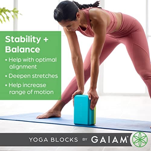 Gaiam Yoga Block, EVA Foam for Balance & Stretch (2 Blocks, Lagoon)