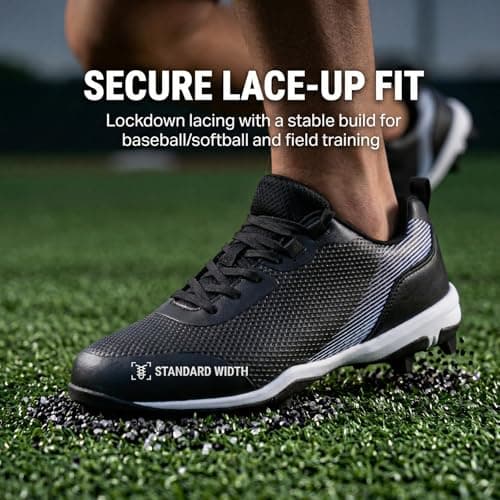 BKWHDAY Baseball Cleats Men Molded Rubber Studs Mens Softball Shoes Turf Dirt Fields Black — view 6