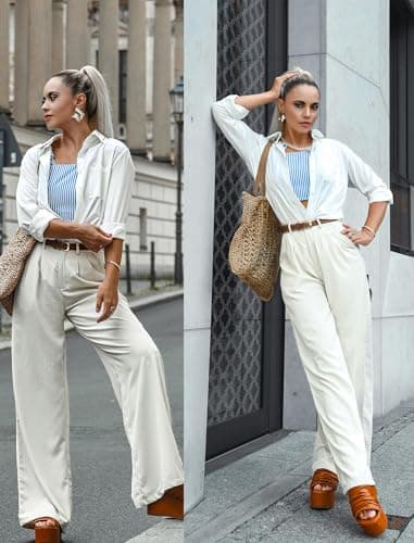 Zeagoo White Button Down Shirt for Women Collared Long Sleeve Shirts Dressy Casual Blouse for Work Professional White S — view 6