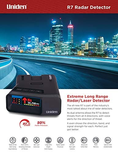 Uniden R7 Extreme Long-Range Laser-Radar Detector, Built-in GPS w/ Real-Time Alerts, Dual-Antennas Front & Rear w/Directional Arrows, Voice Alerts, Red Light Camera and Speed Camera Alerts — view 5