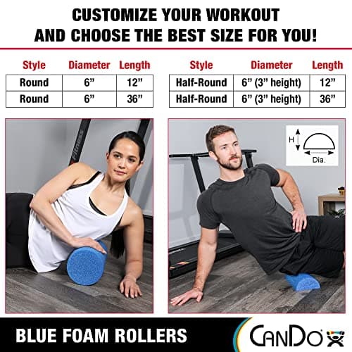 CanDo Blue PE Foam Rollers for Fitness, Exercise Muscle Restoration, Massage Therapy, Sport Recovery and Physical Therapy for Homes, Clinics, and Gyms 6" x 36" Round, 30-2150 — view 5
