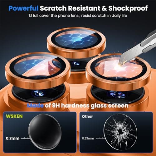 WSKEN for iPhone 17 Pro/iPhone 17 Pro Max Camera Lens Protector - [Original Shooting Mode] Shatterproof Metal HD Tempered Glass Camera Screen Protector Cover Film for iPhone Accessories — view 3