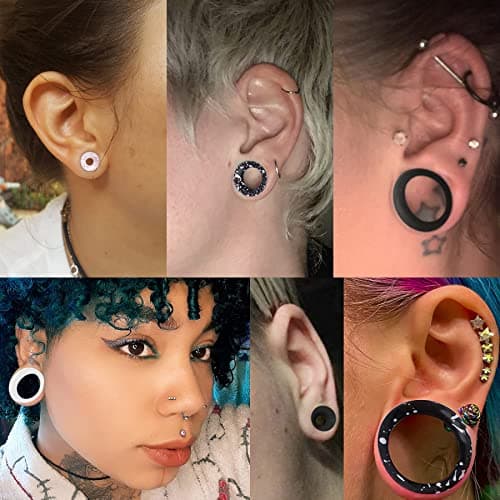 OUFER 8PCS Silicone Ear Gauges Flexible Ear Tunnels Plugs Stretchers Expander Double Flared Flesh Ear Piercing Jewelry for Women Men — view 2