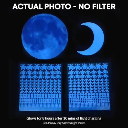 LUMOSX Glow in The Dark Stars for Ceiling - 1050pcs w/Moons + Ebook, Glow in The Dark Stickers of Ceiling Stars Glowing Star Decal Decoration, Star Ceiling for Kids Room Decor Kids — view 4