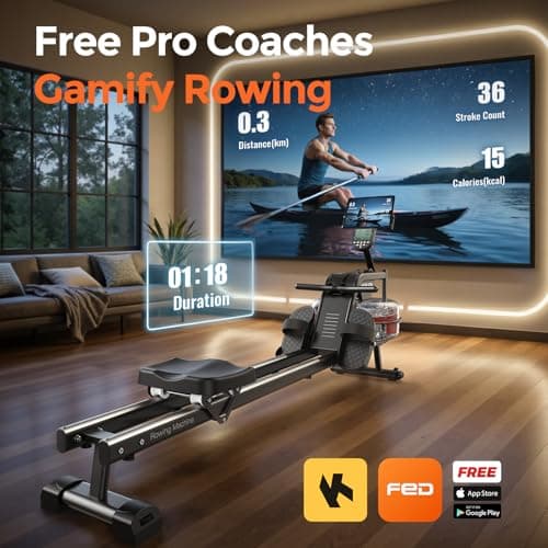 YOSUDA Water Rowing Machines for Home Use- Foldable Rower Machine 400LBS Weight Capacity with Dedicated Monitor & Bluetooth APP, Comfortable Seat — view 5