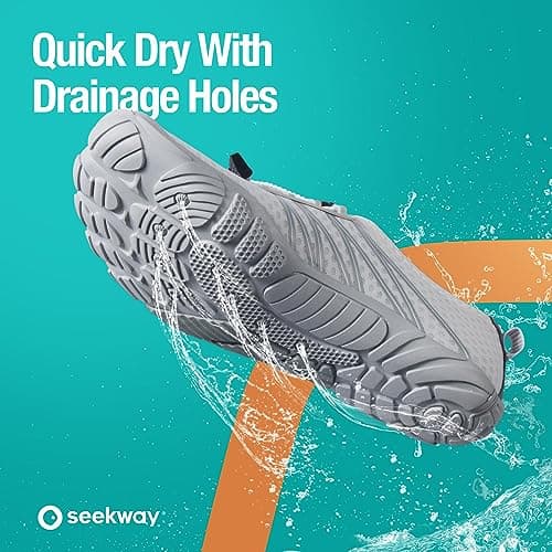 SEEKWAY Water Shoes for Women Adult Quick-Dry Aqua Sock Barefoot Men for Beach Swim River Pool Lake Hiking Kayaking Surfing Gradient Dark Grey — view 4