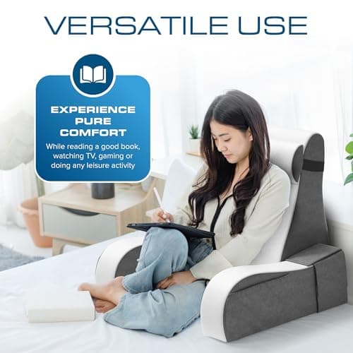 Kolbs Bed Wedge Pillow for Sleep Apnea, Acid Reflux, and Back Pain Relief, with Chic Jacquard Cover - Headboard Wedges for Sleeping (19" Wedge Reading - Grey) — view 3
