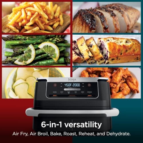 Ninja Foodi 6-in-1 DualZone FlexBasket Air Fryer w/7-QT MegaZone & Basket Divider, Full Meals, Smart Finish Cook 2 Foods 2 Ways, Large Capacity, Air Fry, Bake & More, DZ071C,Black (Canadian Version) — view 3