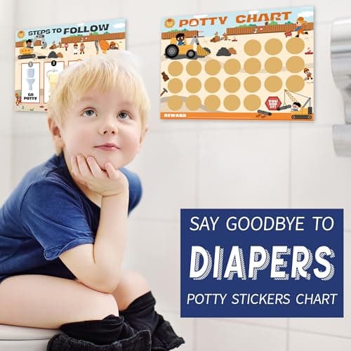 Potty Training Chart for Boys, Construction Theme, 8.3 x 11.2 inches, 10 Pack Chart with 5 Pack Reward Stickers — view 2
