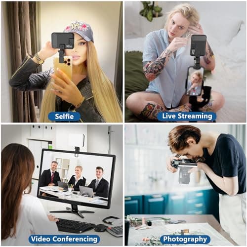 ALTSON 60 LED Portable Selfie Light Video Conference Lighting with Clip & Camera Tripod Adapter Rechargeable 2200mAh CRI 97+, 3 Light Modes for Phone iPhone Webcam Laptop Photo Makeup — view 4