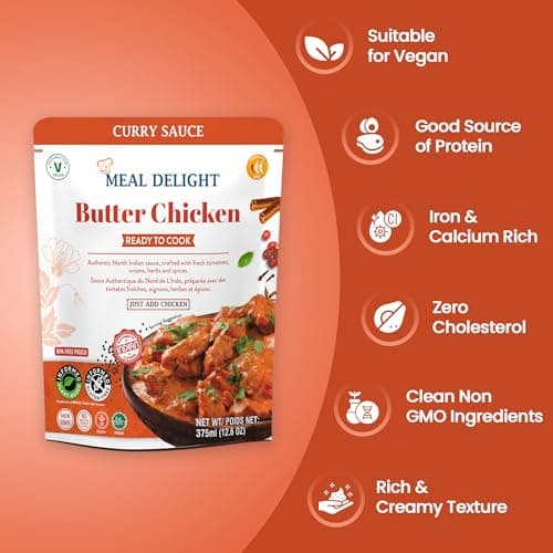 Meals Delight Butter Chicken Simmer Sauce – Easy Indian Curry Sauce for Chicken, Paneer or Vegetables | Rich Tomato & Cashew Sauce | Mild & Creamy | Gluten-Free | Shelf-Stable | 12.6 oz Pack of 3 — view 3