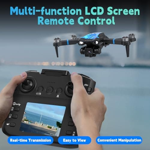 Morlyrctooy M18LCD Drone with 4K Camera for Adults Drone with Screen on Controller Brushless Motor Optical Flow Positioning Headless Mode One Key Takeoff/Landing RC Quadcopter for Beginners Adults