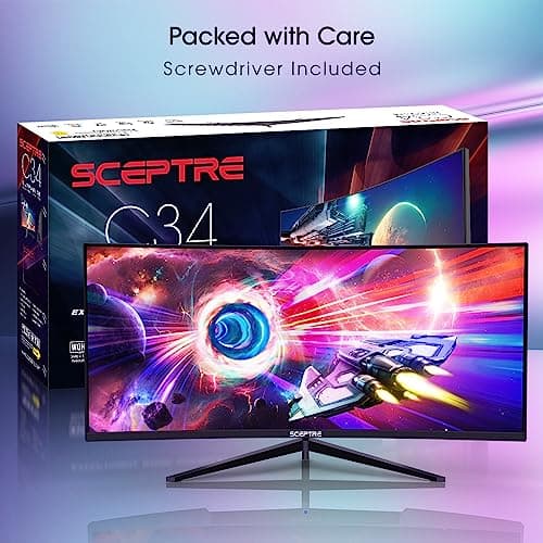 Sceptre 34-Inch Curved Ultrawide WQHD Monitor (3440 × 1440), R1500, up to 180Hz/165Hz, DisplayPort x2, 99% sRGB, 1ms, Built-in Speakers, Machine Black, 2025 (C345B-QUT168) — view 4