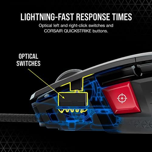 Corsair M65 RGB Ultra Tunable FPS Gaming Mouse - CORSAIR Marksman 26,000 DPI Optical Sensor, Optical Switches, AXON Hyper-Processing Technology, Sensor Fusion Control, Tunable Weight System - Black — view 4