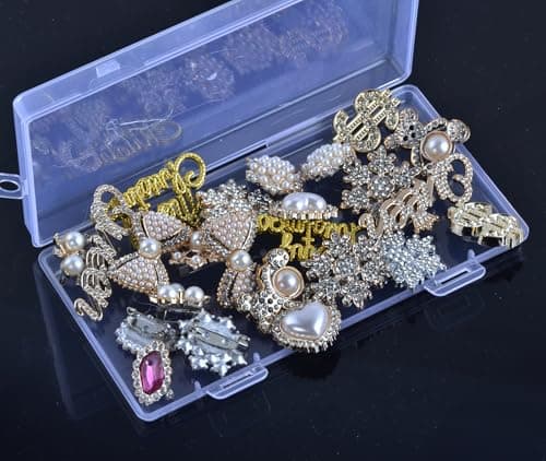 Christmas Charms for Socks - 24pcs Rhinestone Brooches & Pins for Women - Bulk Bling Gold Junk Sock Charms & Shoe Pins for Sambas & Sneakers - Women's Hat, Clothing Crafts & Jewelry Kit — view 2