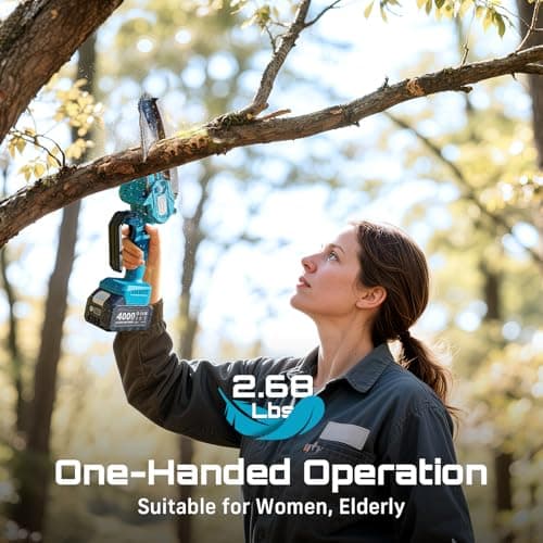 SEESII Cordless Mini Chainsaw 6 Inch, 4.0Ah Battery Powered Electric Saw — view 2