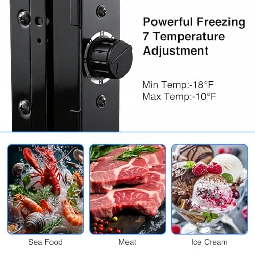 Electactic Mini Freezer, 2.2 Cu.ft Compact Upright Freezer with Glass Door Display, 7 Temperature Settings, -10°F to -18°F Deep Freezing, Quiet Freezer for Home Use, Black — view 4