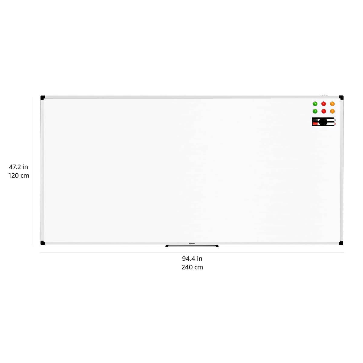 Amazon Basics Pizarra blanca magnética con bandeja para rotuladores y marco de aluminio, 240 cm x 120 cm — view 4