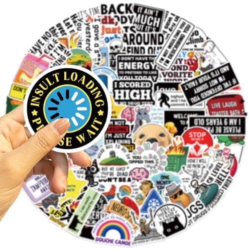 100 PCS Funny Stickers for Adults, Waterproof Vinyl Sticker Pack, Vintage Patchwork Positive + Chaos Meme Negative, Positive + Negative Contrast Decals for Laptop, Water Bottle, Journal — view 4
