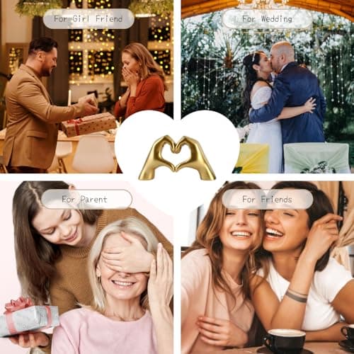 MHOOW Large Gold Heart Hands Sculpture, Resin Modern Love Finger Statue for Bedroom Living Room Table Decor, Gift for Women Anniversary — view 6