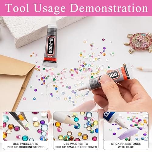 28 Colors Resin Jelly Rhinestone Bedazzling Kit, 3mm 30,000 Decorative Rhinestones for Bedazzling with 3 B7000 Glue Adhesives for Decorating Clothing, Shoes, Nails, and Crafting Tools — view 2