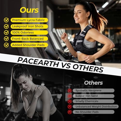 PACEARTH Weighted Vest, 4lb/6lb/10lb/12lb/16lb/20lb/25lb/30lb Weight Vest with Reflective Stripe, Body Weight Vests Adjustable for Men, Women Workout, Strength Training, Running, Walking, Jogging — view 5