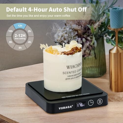 VOBAGA Mug Warmer, Coffee Cup Warmer for Desk with 5 Temp Settings & 2-12H Timer, Smart Candle Warmer & Coffee Warmer with Display for Fastest Heating Coffee, Cocoa, Ideal Coffee Gifts(No Cup) — view 2