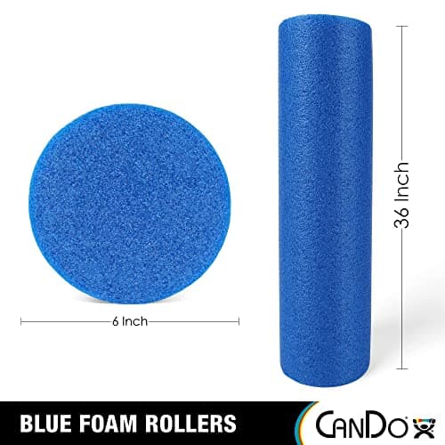 CanDo Blue PE Foam Rollers for Fitness, Exercise Muscle Restoration, Massage Therapy, Sport Recovery and Physical Therapy for Homes, Clinics, and Gyms 6" x 36" Round, 30-2150