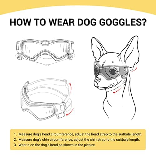 PETLESO Dog Goggles Small Breed, Dog Sunglasses UV Protection Puppy Eyewear for Small Pet Outdoor Riding Driving, Black S — view 5