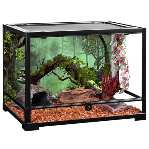 AWERT 30x12 inches Foggy Forest Terrarium Background Stone Green Tree Tropical Reptile Habitat Background Rainforest Aquarium Background Durable Polyester Background — view 3