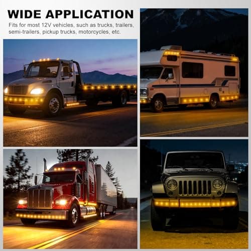 10PCS Mini Watermelon Lights, 3/4 Inch Strobe & Constant Dual Function Amber LED Watermelon Lights, IP65 Waterproof Side Clearance Tail Griller Flash Lights Turn Signal for 12V Semi Trailers Trucks RV — view 4