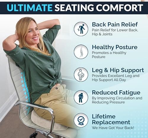 ComfiLife Premium Gel & Memory Foam Seat Cushion – Doctor Recommended Office Chair Cushion, Car Seat Cushion – Chair Cushions for Back & Sciatica Pain Relief – Seat Cushions for Office & Desk (Beige) — view 3