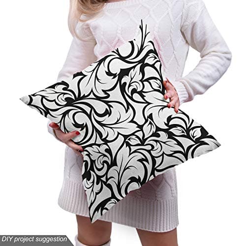 Ambesonne Floral Fabric by The Yard, Monochrome Leaves Abstract Design Botanical Arrangement Gardening Inspiration Print, Decorative Fabric for Upholstery and Home Accents, 1 Yard, Black White — view 4