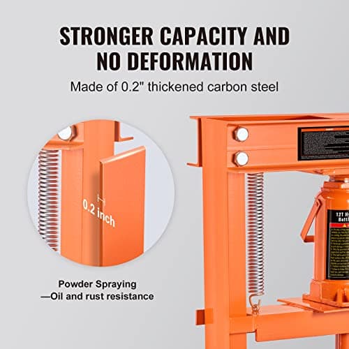 VEVOR Hydraulic Shop Press, 12 Ton H-Frame Hydraulic Garage/Shop Floor Press, Adjustable Shop Press with Press Plates, Heavy Duty Hydraulic Press for Garage, Shop, Workshop — view 5