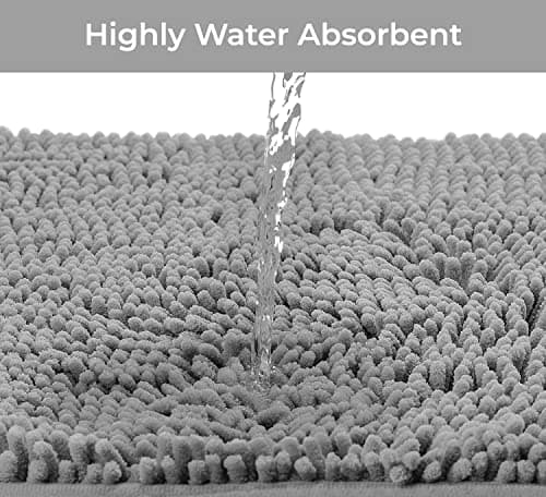 Bath Mat by LuxUrux, Extra-Soft Plush Non-Slip Bathroom Rug, Luxury Chenille Microfiber Material, Super Absorbent Shaggy Bath Rug. Machine Wash & Dry (15 x 23, Light Grey) — view 4