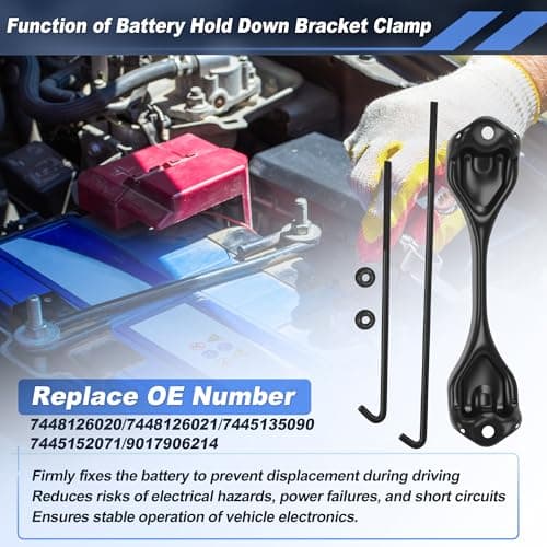INFINAUTO Battery Mounting Bracket with J-Bolts Nuts for Toyota 4Runner 2003-2023 for Toyota FJ Cruiser Battery Clamp Hold Down Bracket for Lexus GX460 GX470 No.74481-26020 — view 2