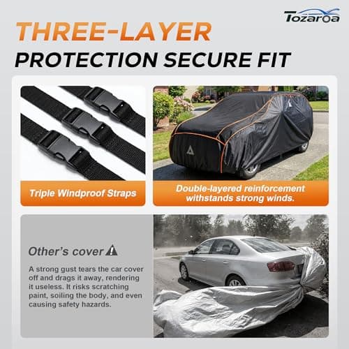 Hail Protector Car Cover for SUV(Length:191"-201") + Gift Windshield Sunshade, Multi-Layered EVA Hail Proof Car Cover, Padded Car Hail Protector Explorer, Telluride, Palisade, Pilot etc. — view 3