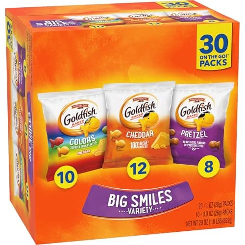 Goldfish Crackers Big Smiles Variety Pack with Cheddar, Colors, and Pretzels, Snack Packs, 30 Ct — view 7