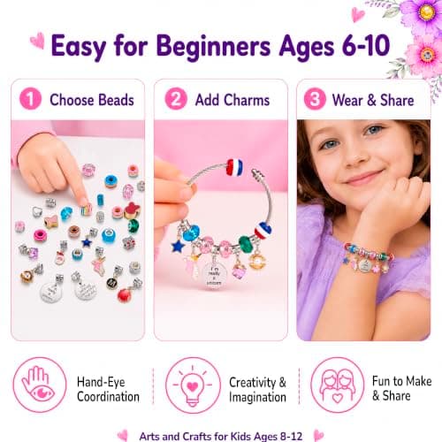 COO&KOO Charm Bracelet Making Kit, A Unicorn Girls Toy that Inspires Creativity and Imagination, Crafts for Girls Ages 8-12 with Jewelry Making Kit Perfect Gifts for 6 7 8 9 10 Girl Self-Expression! — view 3