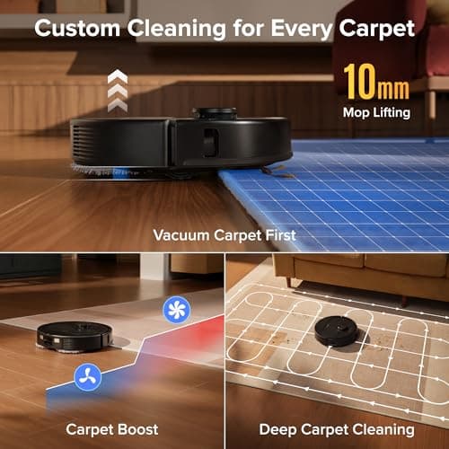 roborock Qrevo S Pro Robot Vacuum and Mop, 18,500Pa Suction, Multifunctional Dock with 167℉ Mop Self-Cleaning, Smart Obstacle Avoidance, Anti-Tangle Brush, Liftable Spinning Mop, Black — view 6