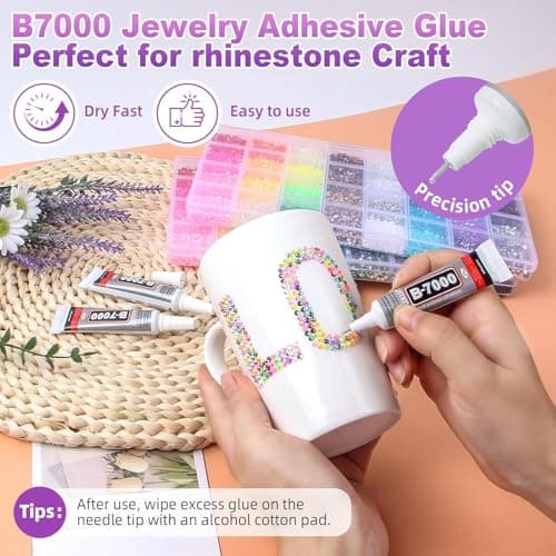 42 Colors 32000Pcs Jelly Rhinestones Bedazzling Kit, 3mm Multicolor Flatback Gems for Crafting, Bedazzle Kit with Tweezers Pen 3Pcs B7000 Glue for Clothes Book Shoes Nails Art Makeup — view 3